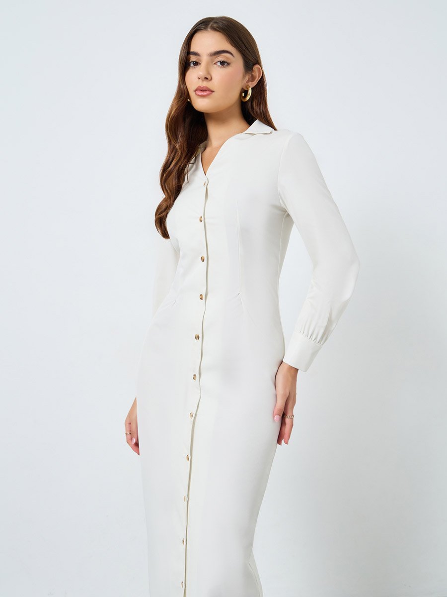 beige belted dress Beige Bodycon Dress Midi main image 1