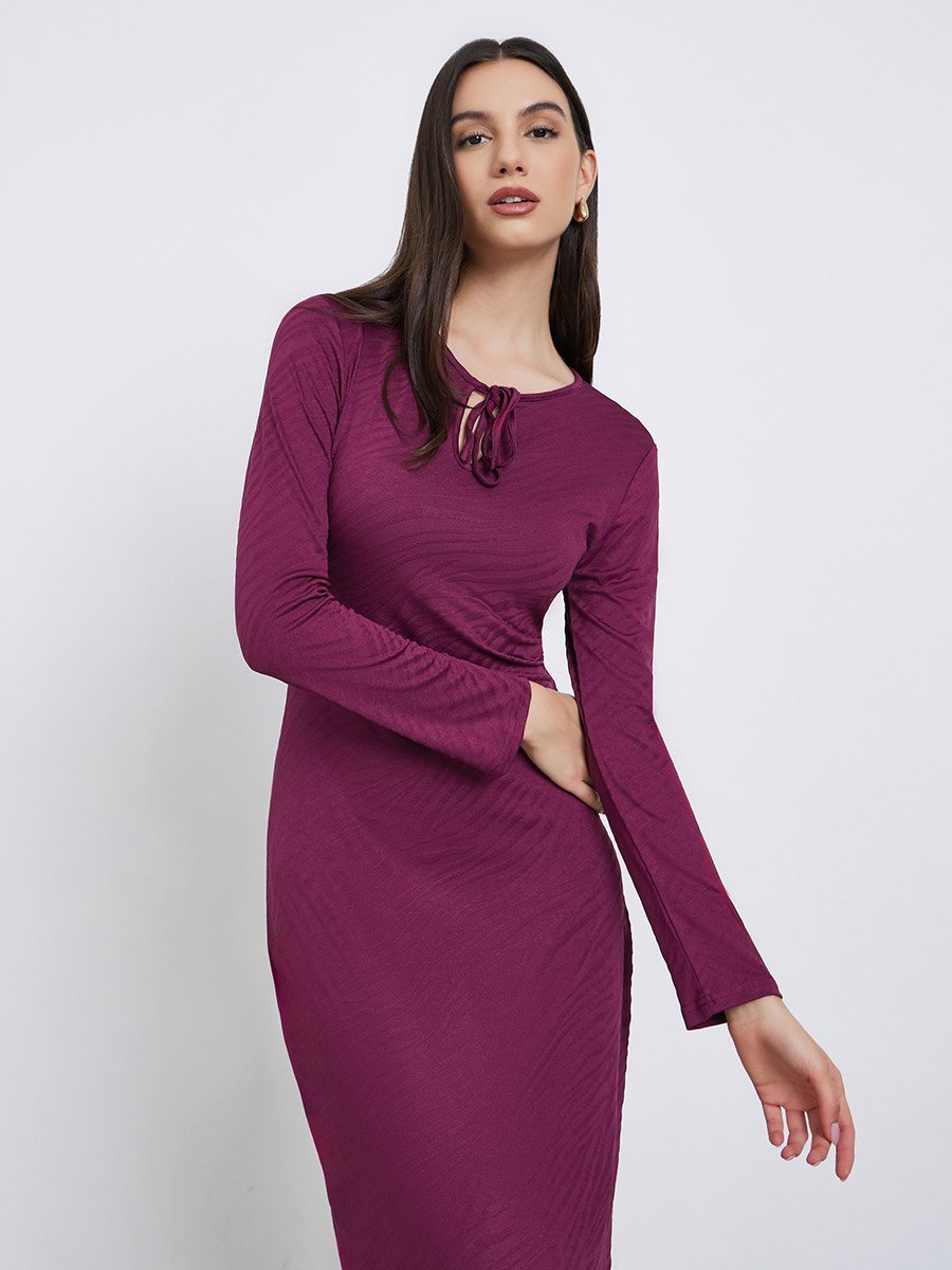 burgundy floral wrap dress Burgundy Cut-Out Flowers Sleeveless Midi Dress main image 0