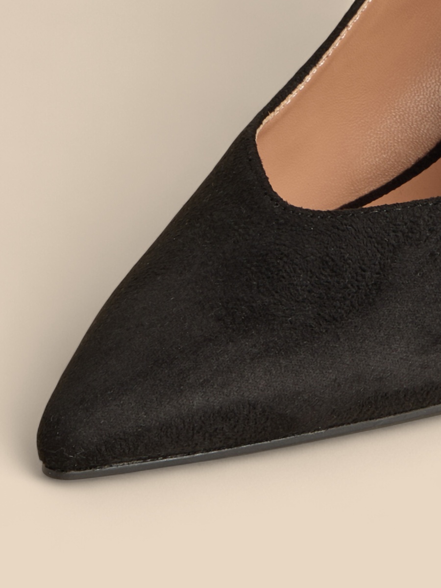 Plain Pointed Toe Slingback Shoes with Flared Heels