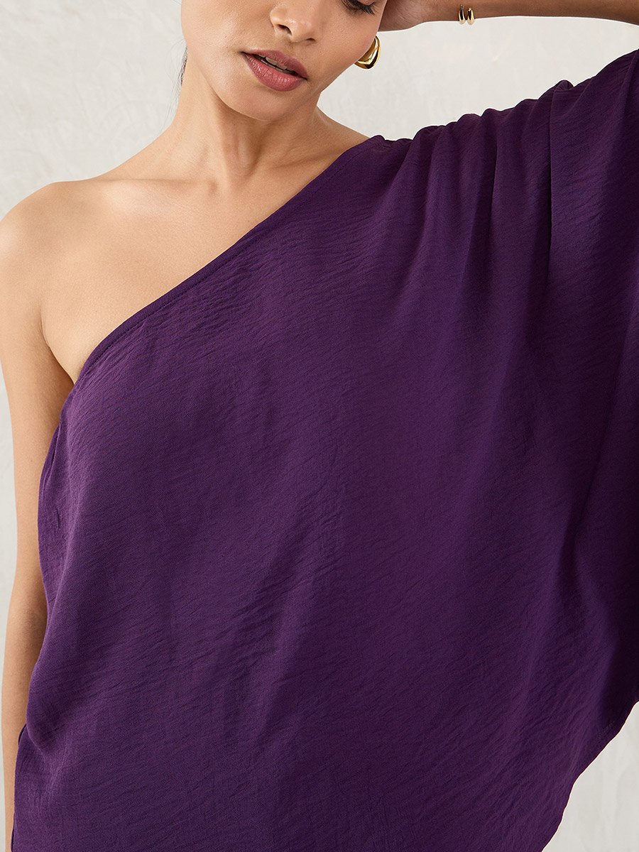 Purple One Shoulder Top and Trousers Co-Ords
