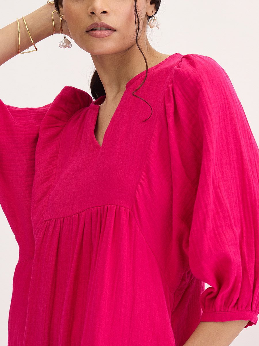 فستان طويل قطني بطبقات