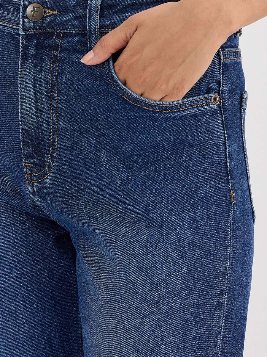 Blue Mid-Rise Bootcut Jeans