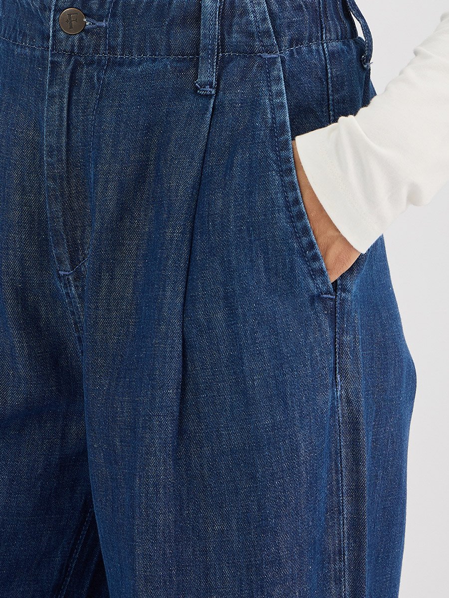 Blue Mid-Rise Wide Leg Jeans