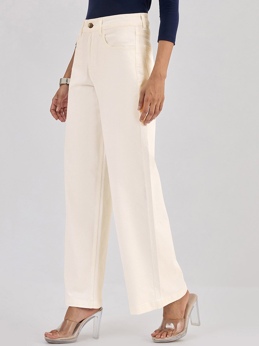 White Mid-Rise Straight Leg Jeans