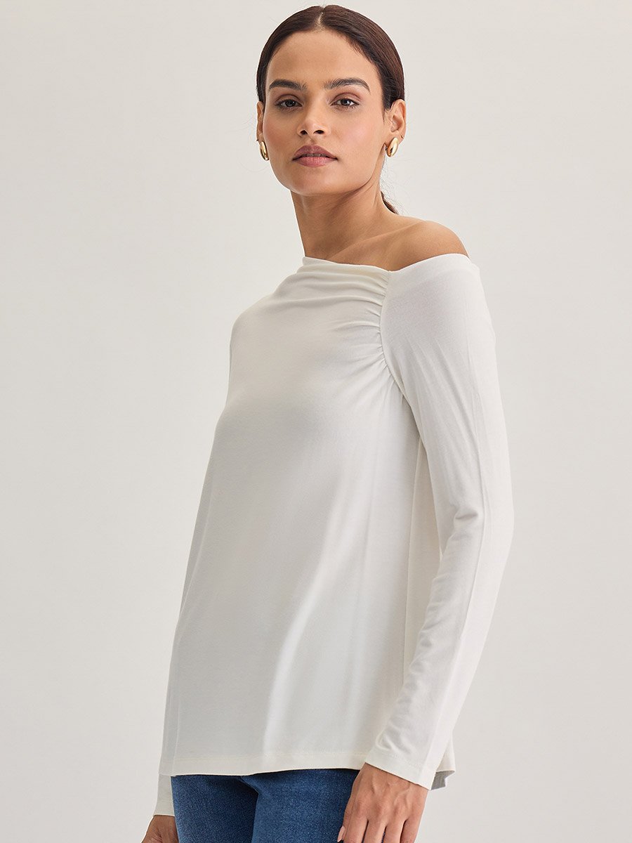 White Knit One-Shoulder Top