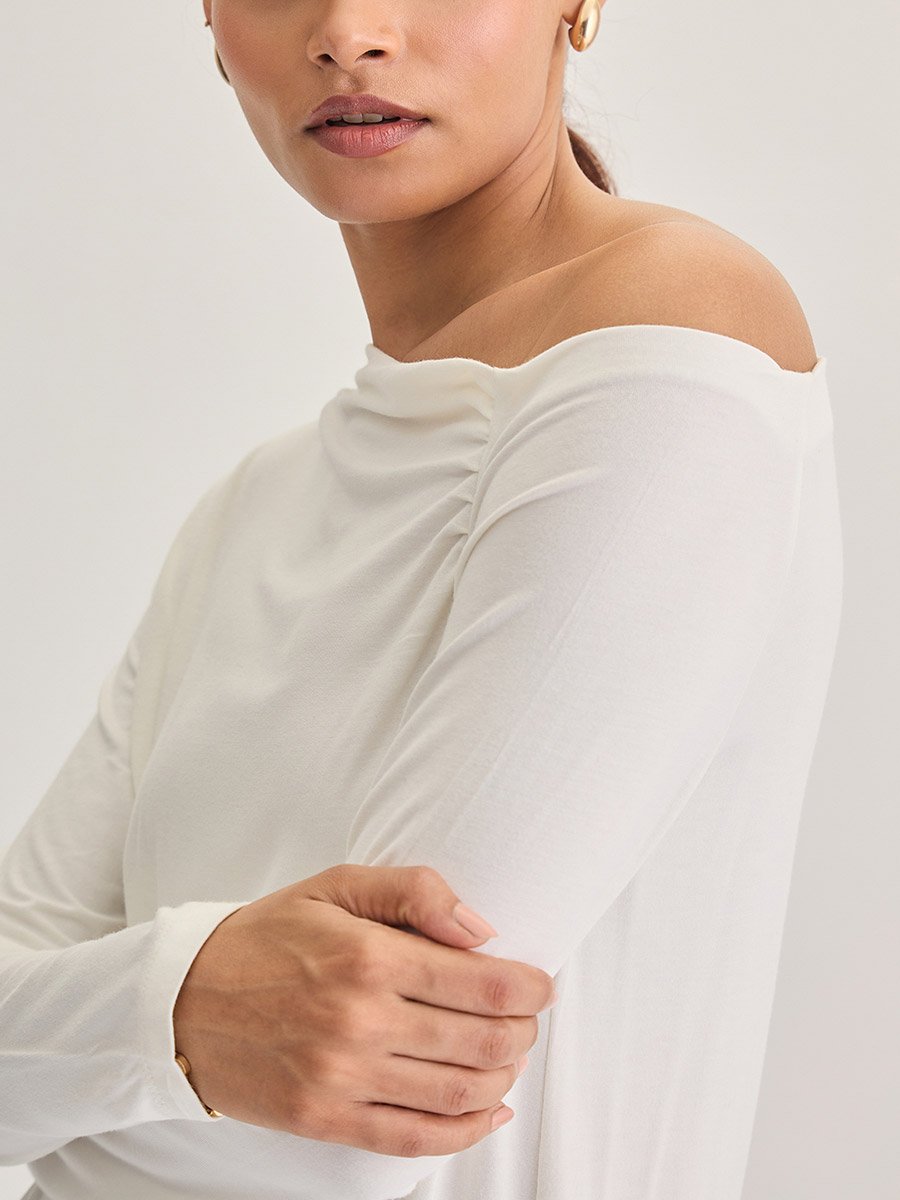 White Knit One-Shoulder Top