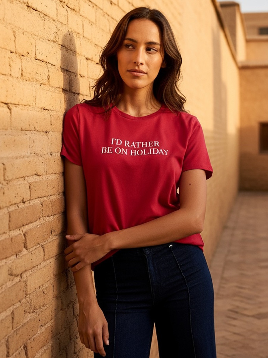 Red Holiday Printed Short Sleeve T-Shirt