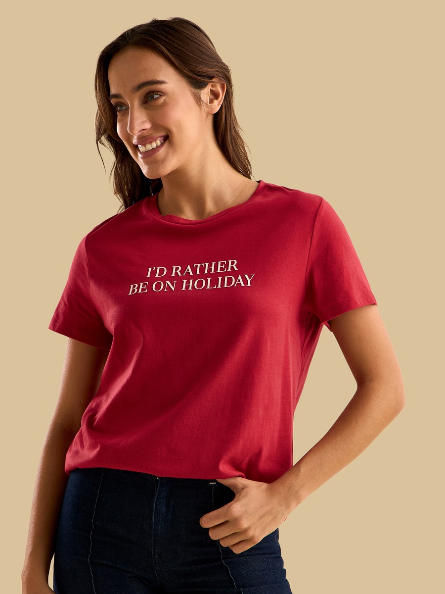 Red Holiday Printed Short Sleeve T-Shirt