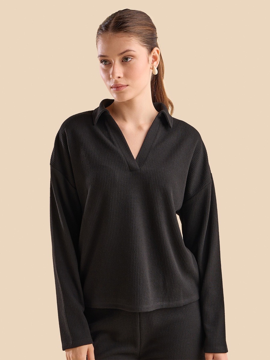 Textured Collared Top
