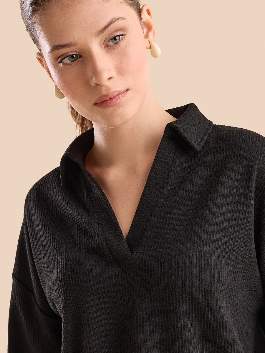 Textured Collared Top