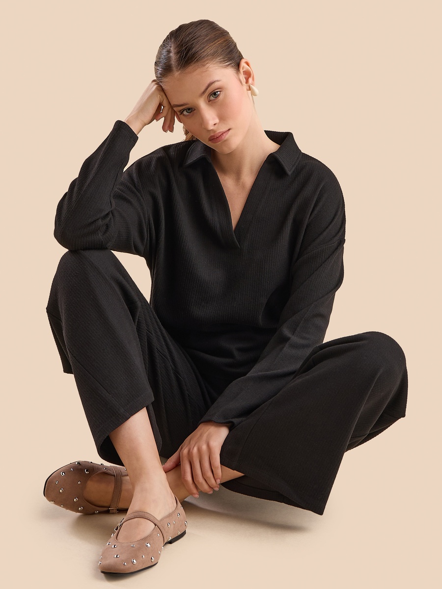 Textured Collared Top