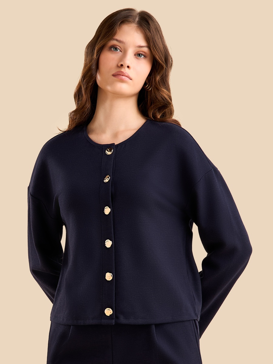 Twill Round Neck Top