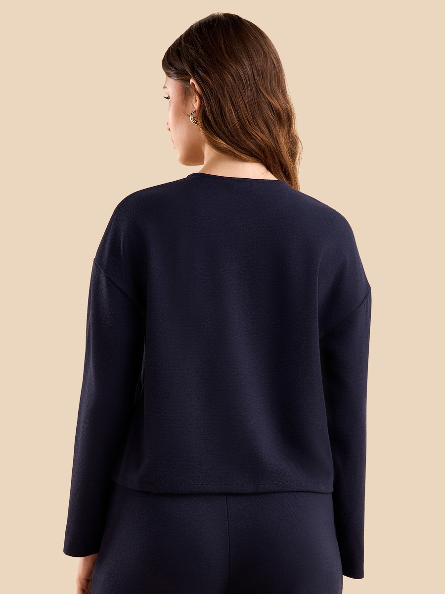 Twill Round Neck Top