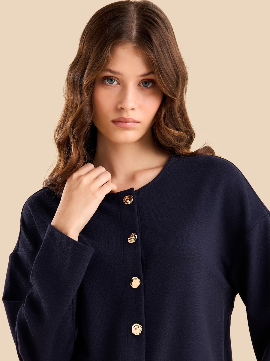 Twill Round Neck Top