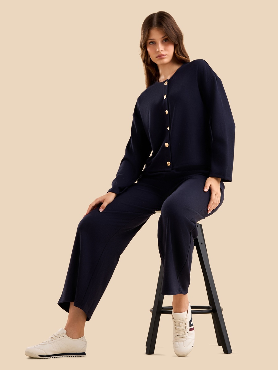 Twill Round Neck Top