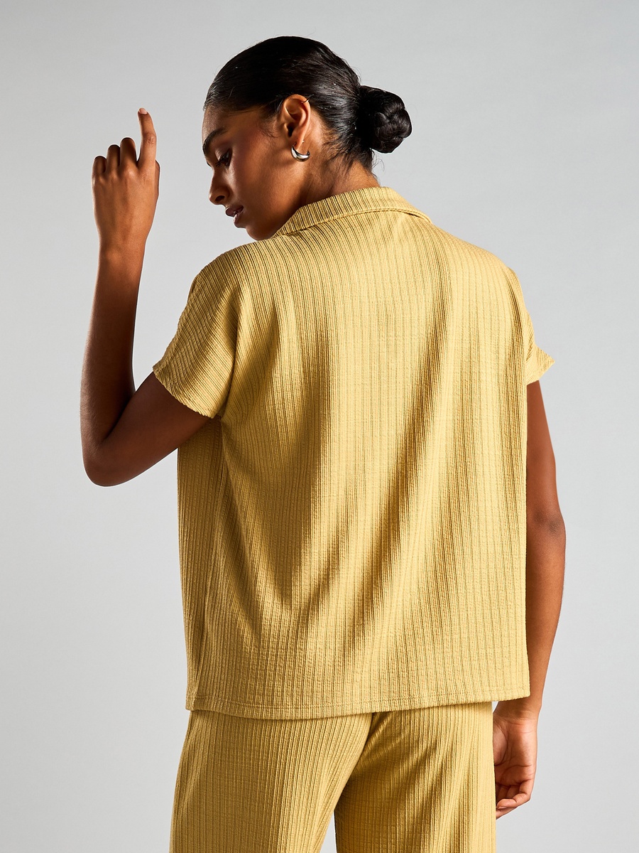 Textured Polo Drail Top