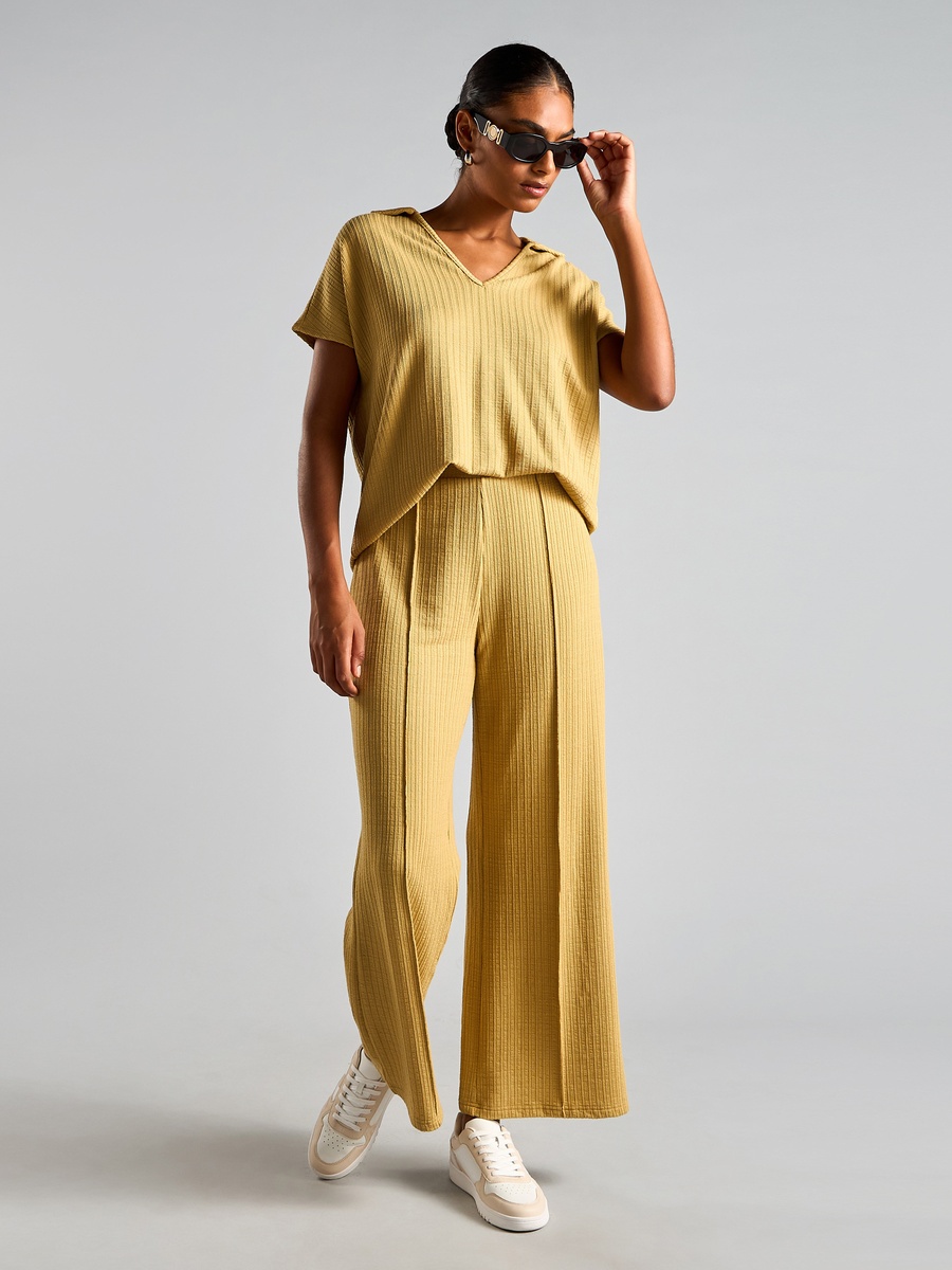Textured Polo Drail Top