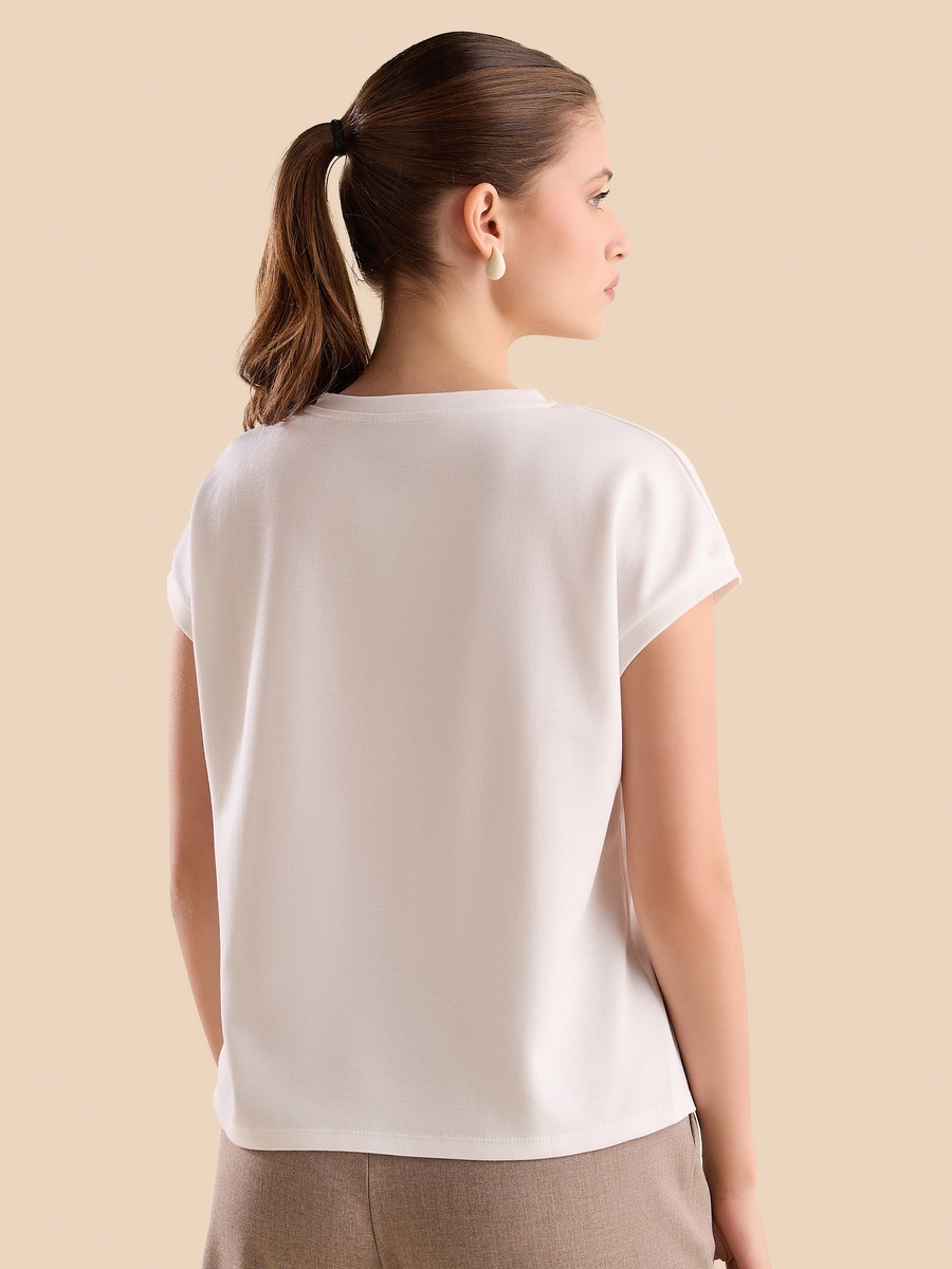 Chain Accent Top with Extended Sleeves