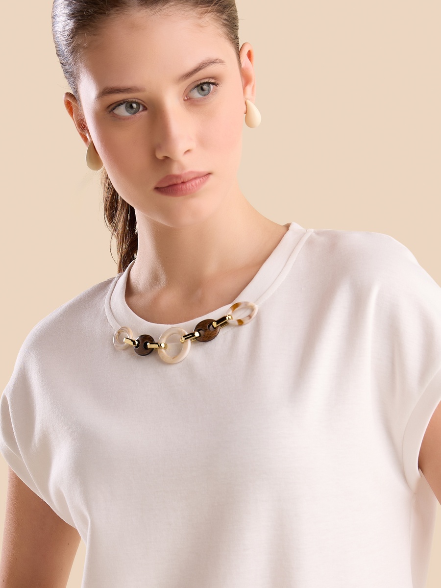 Chain Accent Top with Extended Sleeves
