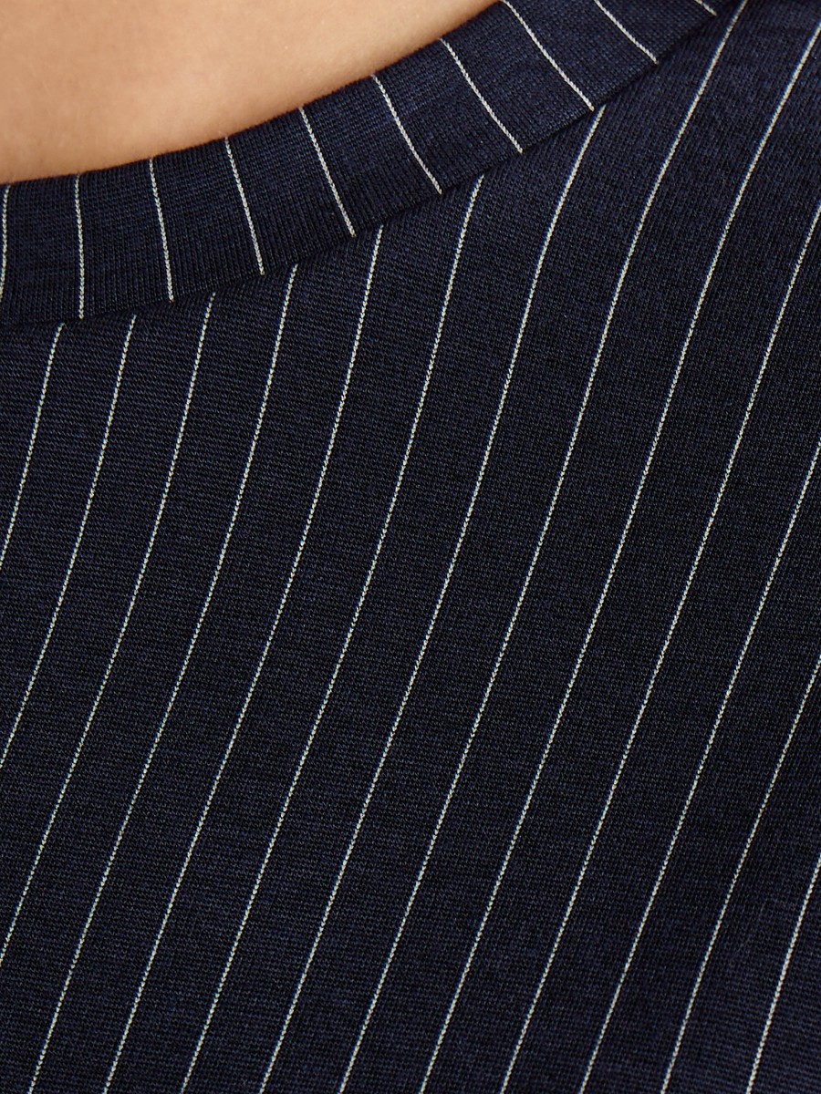 Pinstriped Top with Drop Shoulder