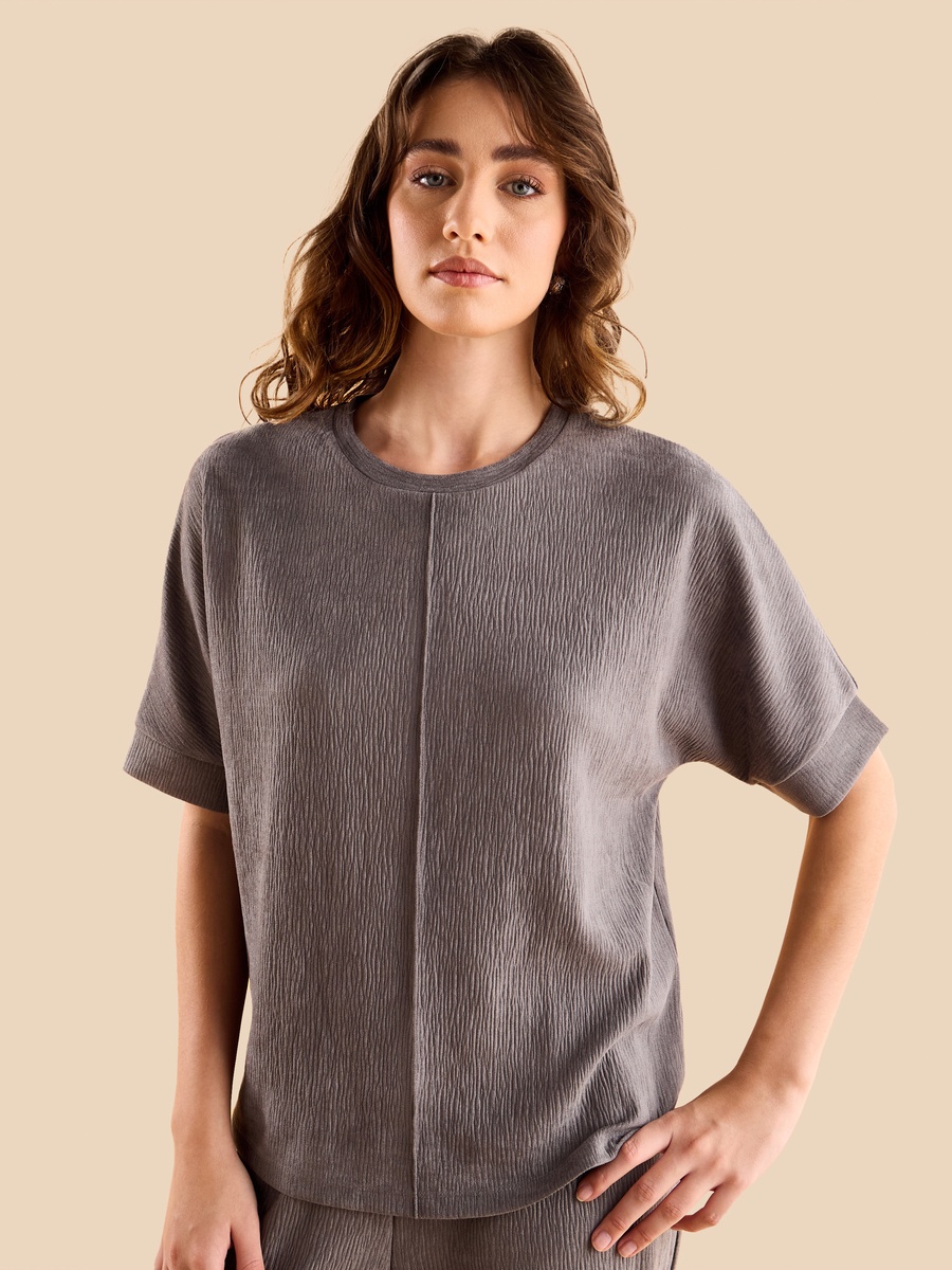 Textured Top with Extended Sleeves