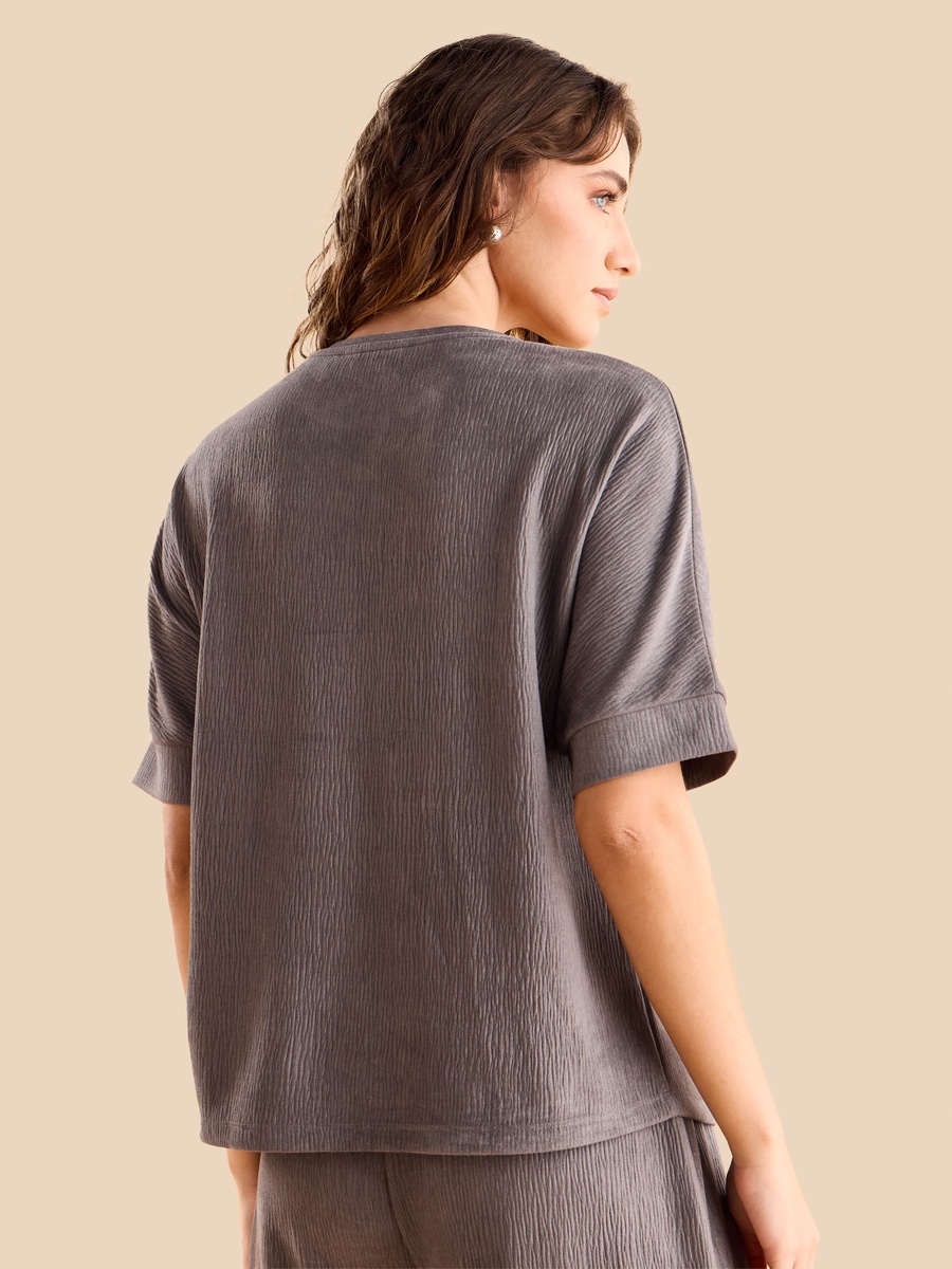 Textured Top with Extended Sleeves