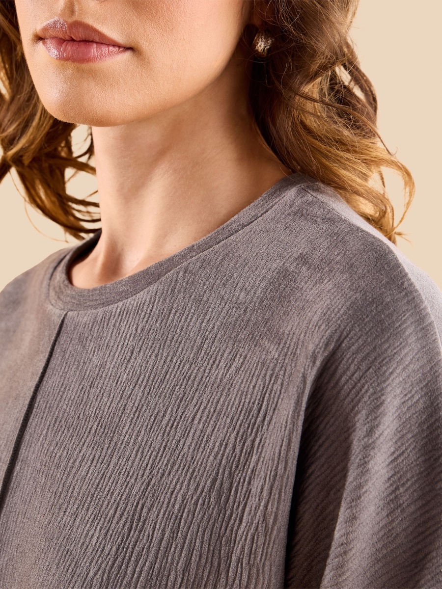 Textured Top with Extended Sleeves