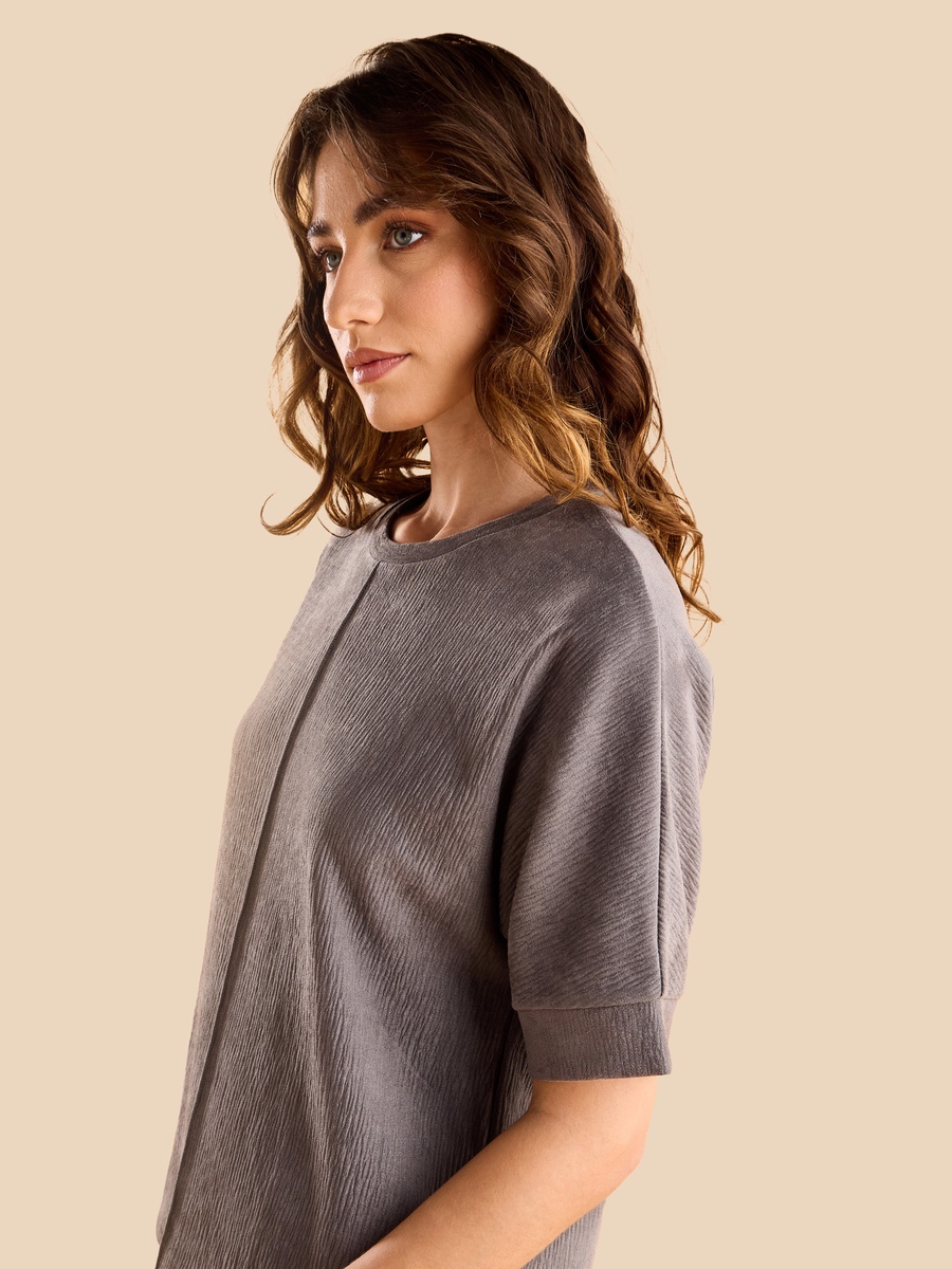 Textured Top with Extended Sleeves