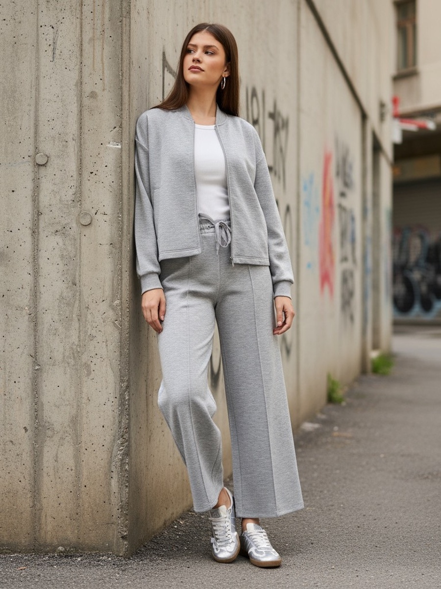 Grey Rhinestone Embellished Bomber Jacket