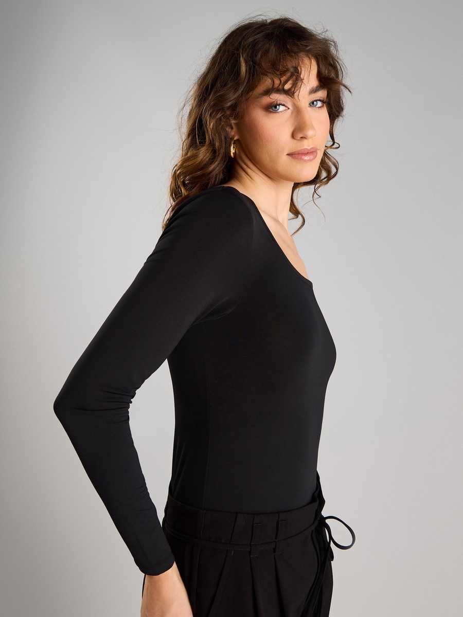 Plain Bodysuit with Square Neck