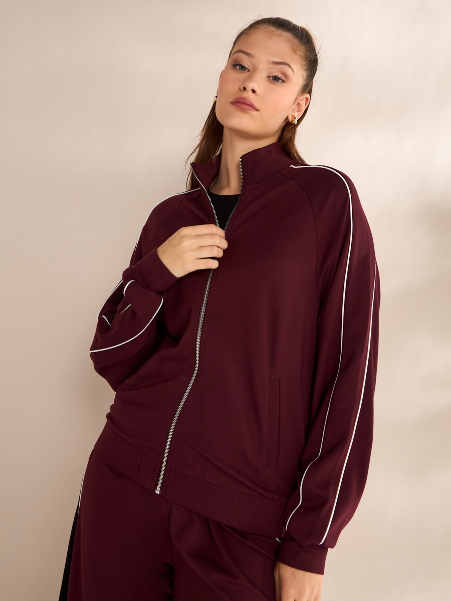 Plain Zip Through Sweatshirt