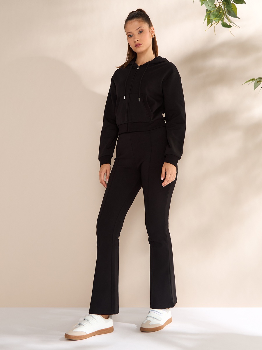 Plain Hooded Zip Through Sweatshirt