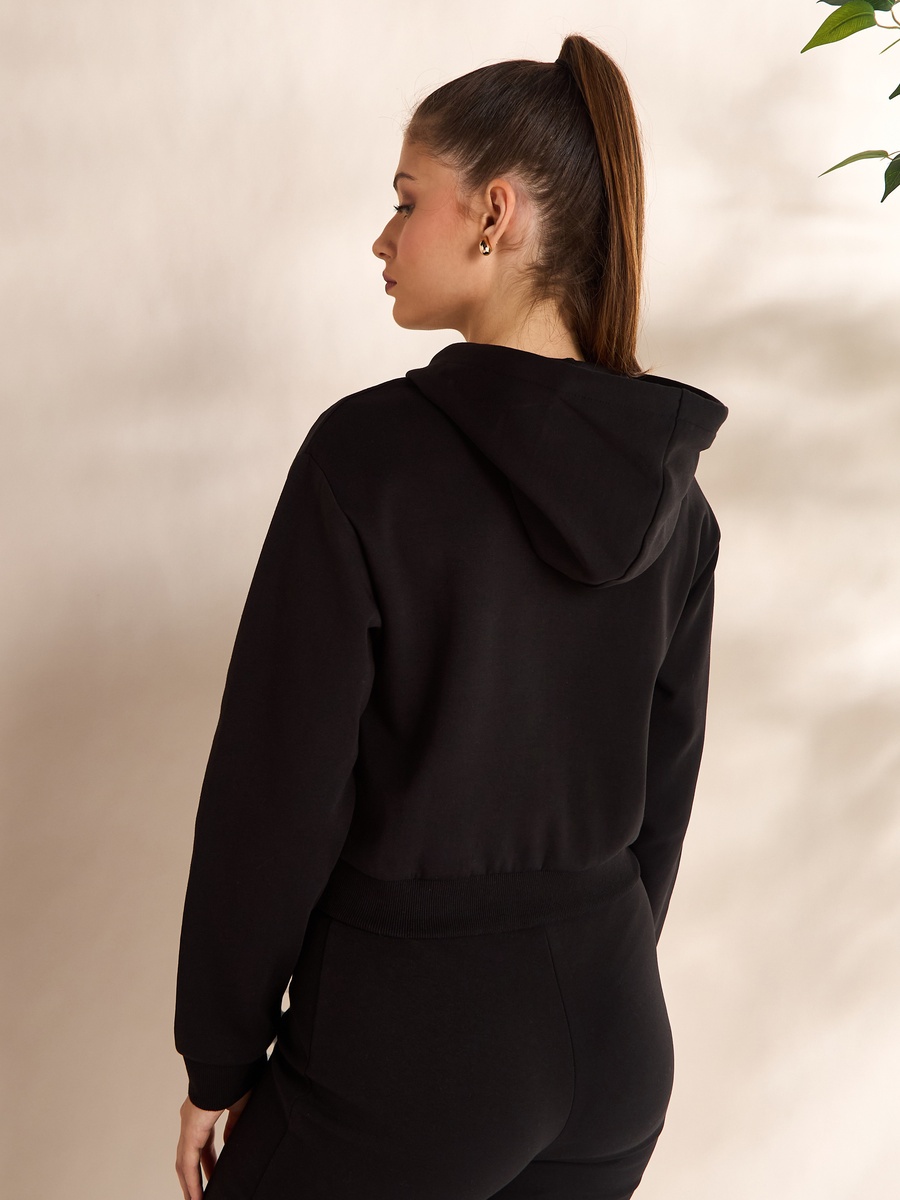 Plain Hooded Zip Through Sweatshirt