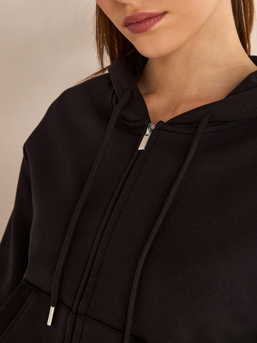 Plain Hooded Zip Through Sweatshirt