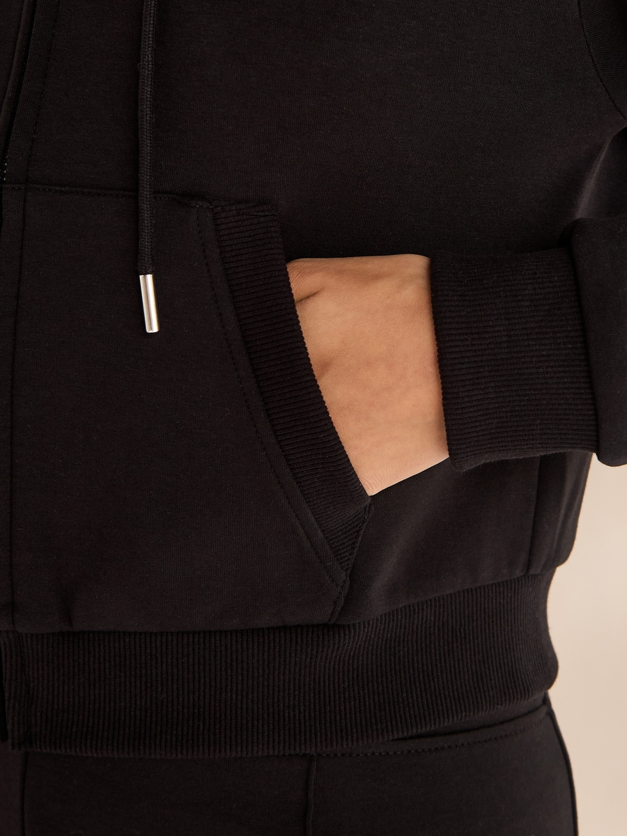 Plain Hooded Zip Through Sweatshirt