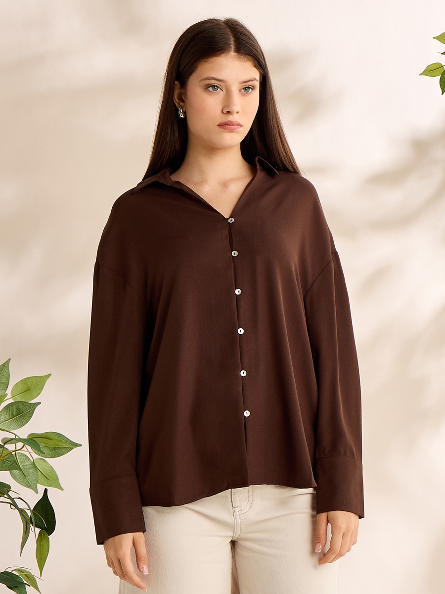 Plain Viscose Crepe Shirt
