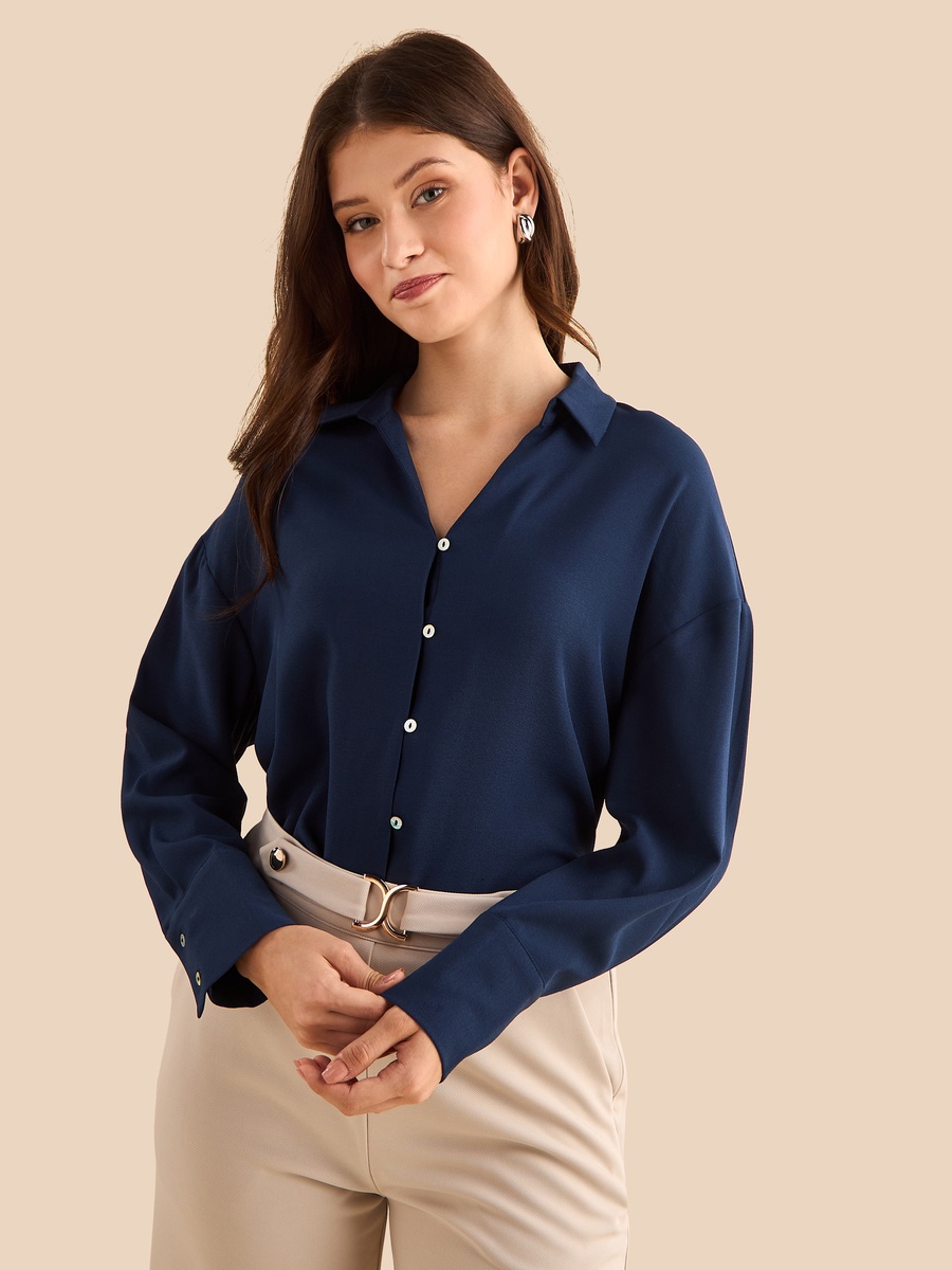 Plain Viscose Crepe Shirt
