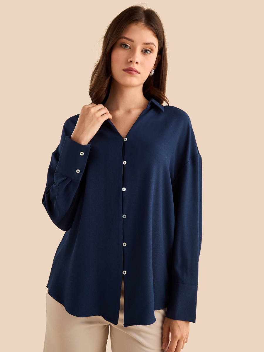 Plain Viscose Crepe Shirt
