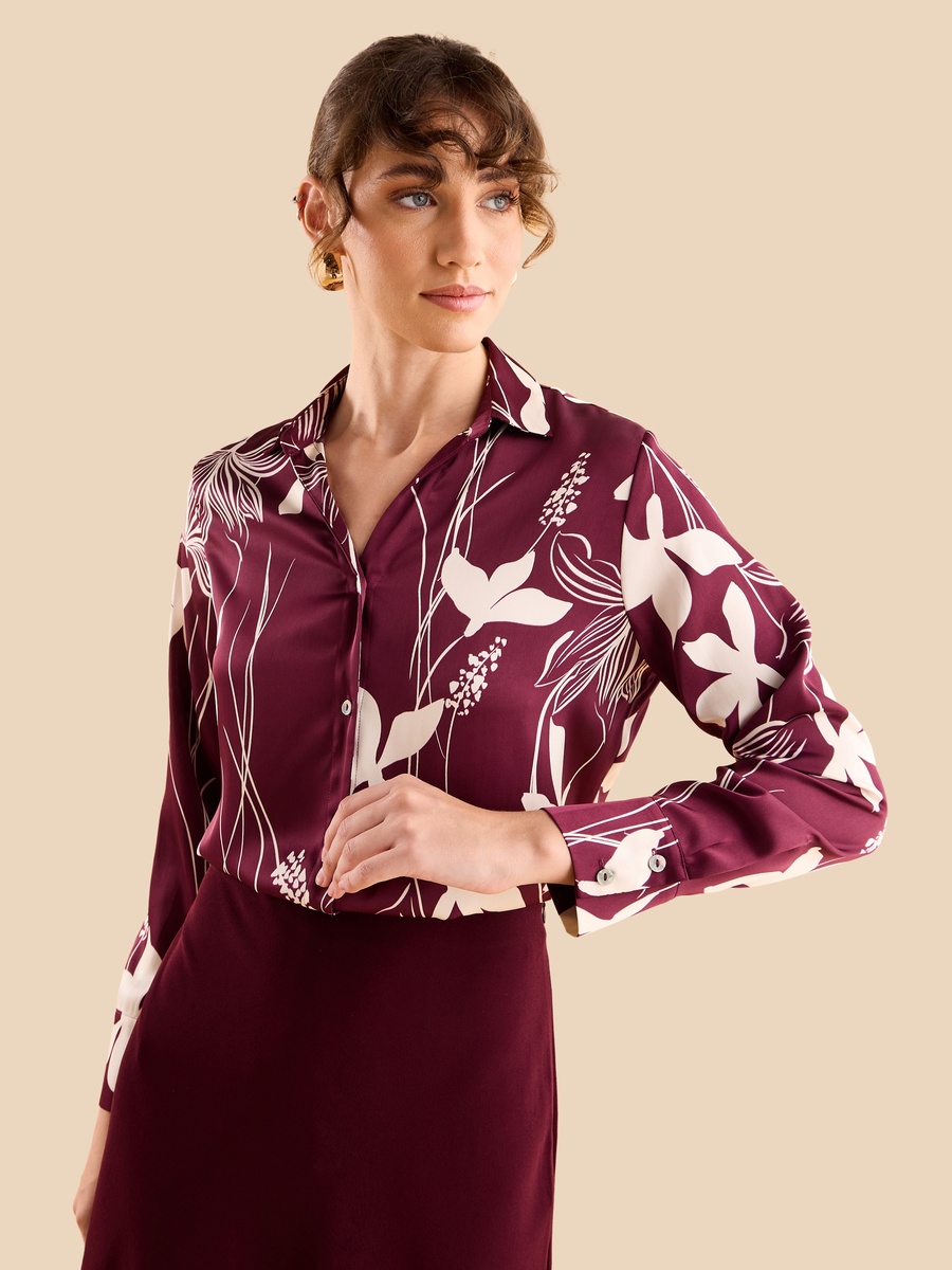 Floral Print Satin Shirt