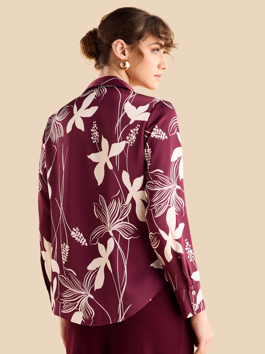 Floral Print Satin Shirt