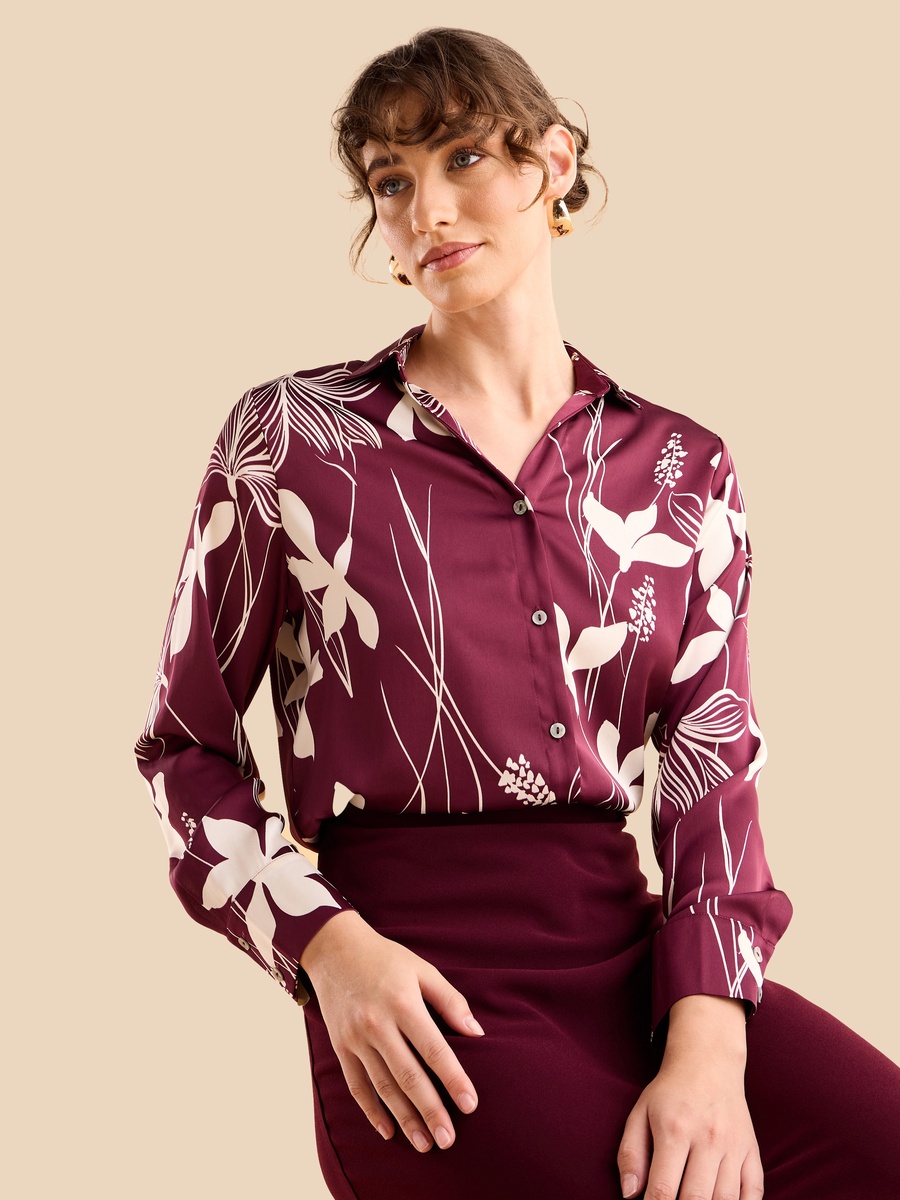 Floral Print Satin Shirt