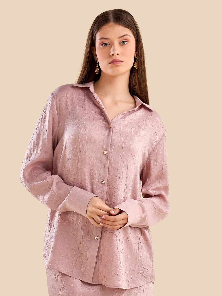 Textured Oversized Satin Shirt