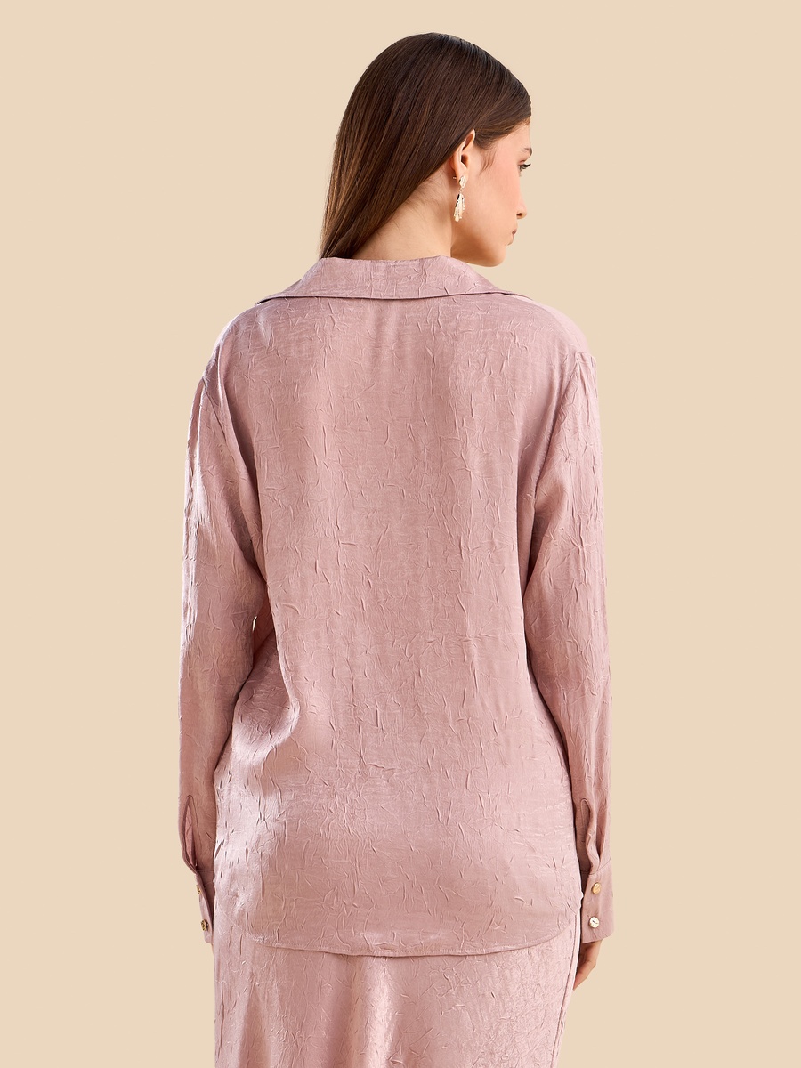 Textured Oversized Satin Shirt
