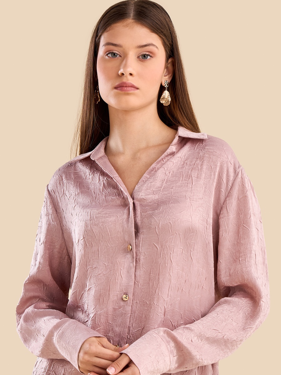 Textured Oversized Satin Shirt