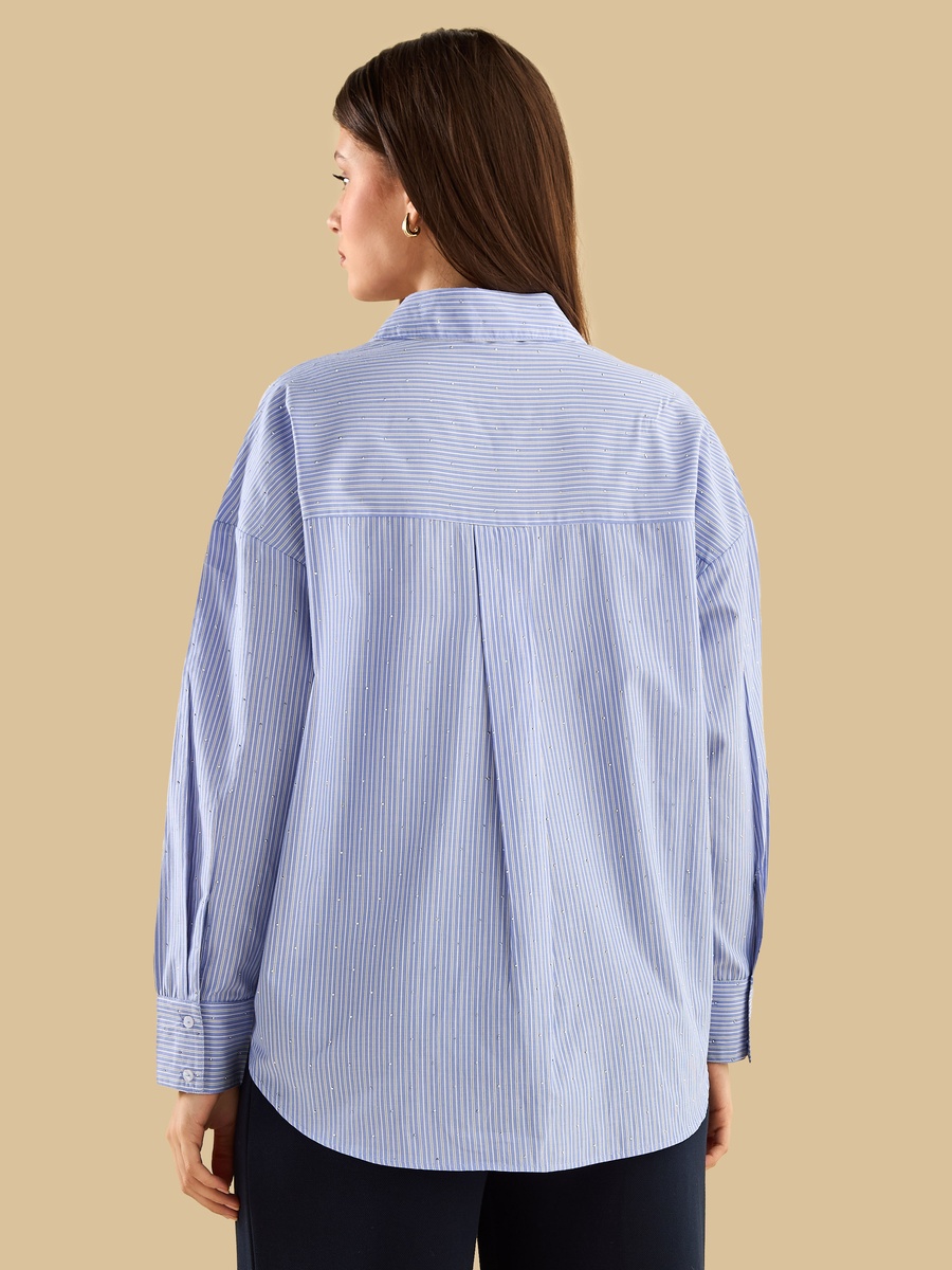 Embellished Poplin Oversized Shirt