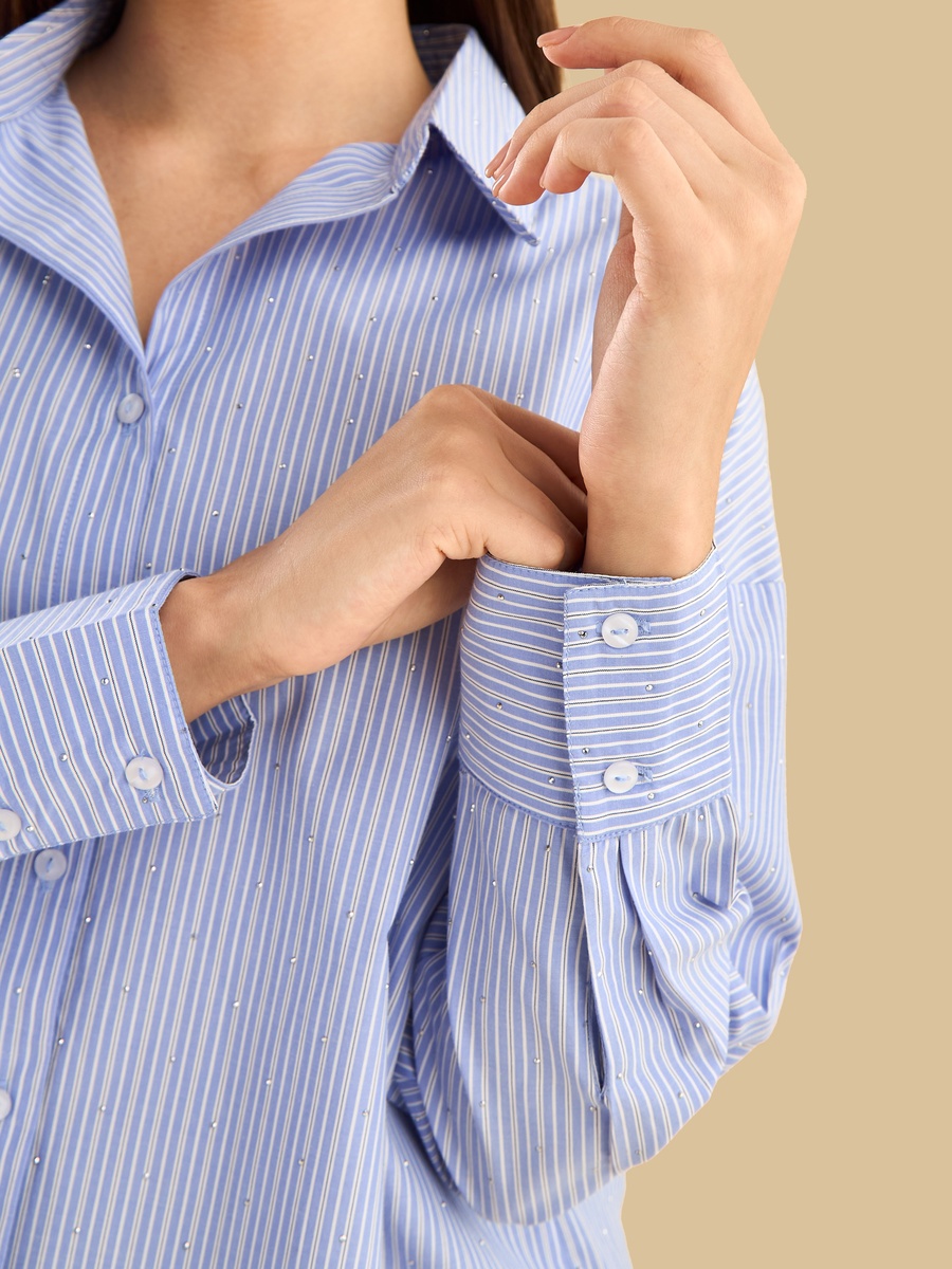 Embellished Poplin Oversized Shirt