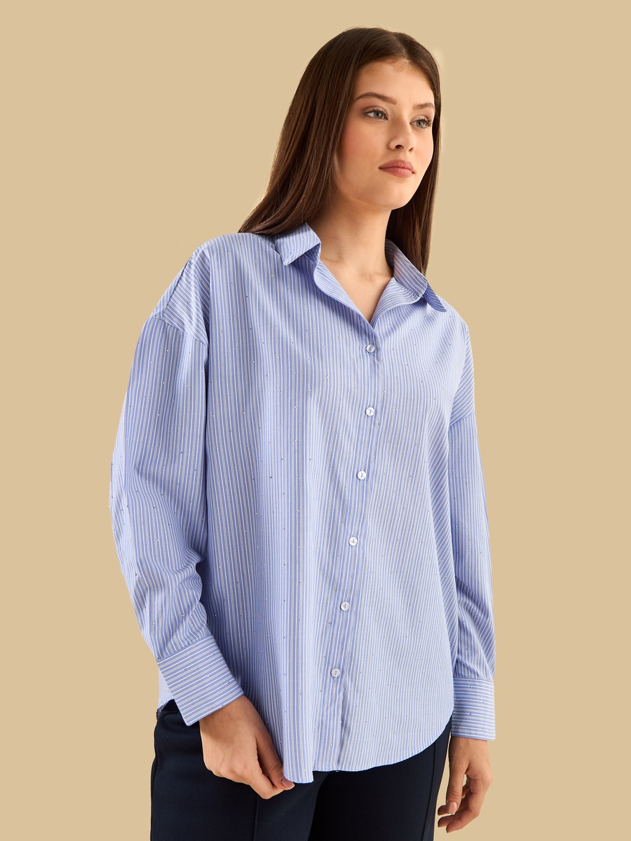 Embellished Poplin Oversized Shirt