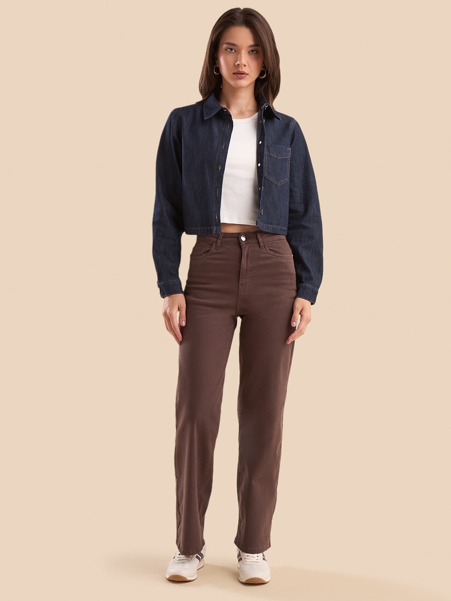 Cropped Denim Shacket