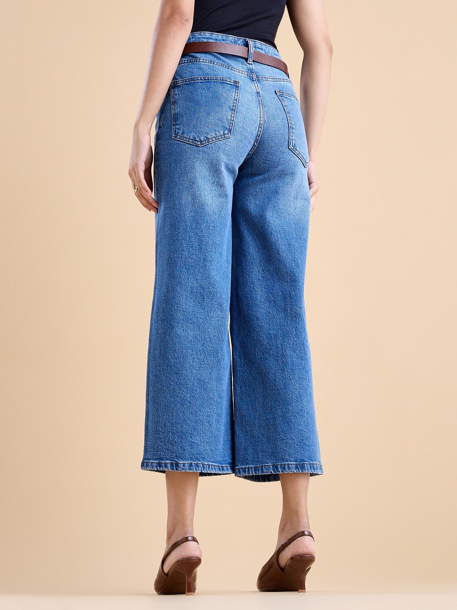 بنطلون قصير دينم مع حزام