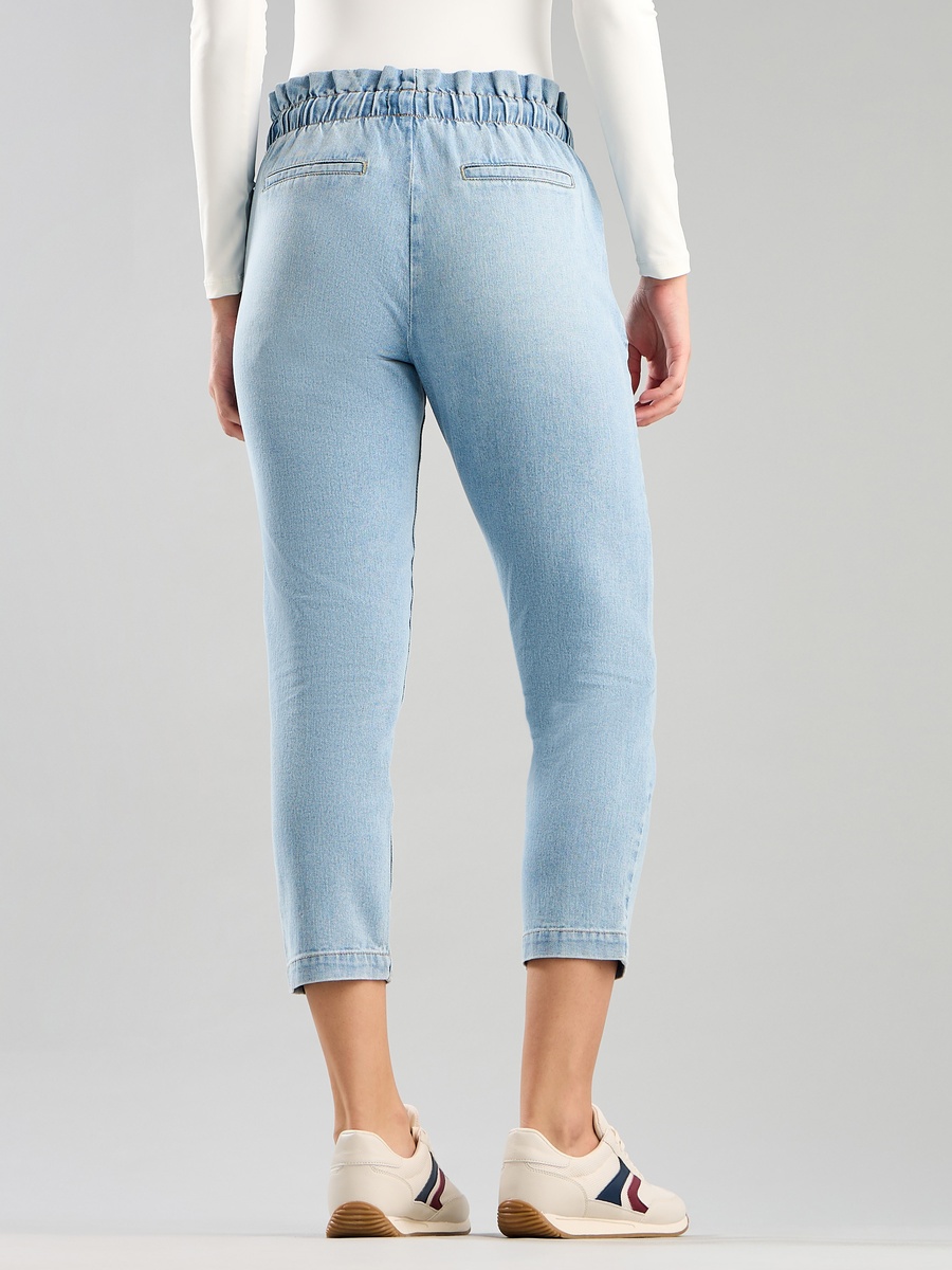 Plain Paperbag Waist Jeans